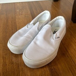 Vans white slip on